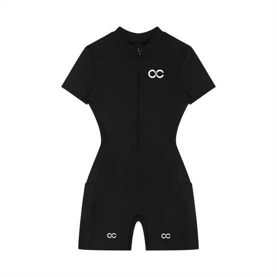 Women's Quarter-Zip Short Sleeve Romper