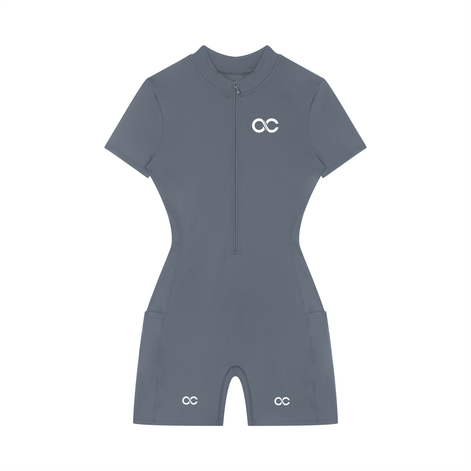 Women's Quarter-Zip Short Sleeve Romper
