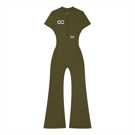 Women’s Tight Flared Leg Quarter-Zip Jumpsuit