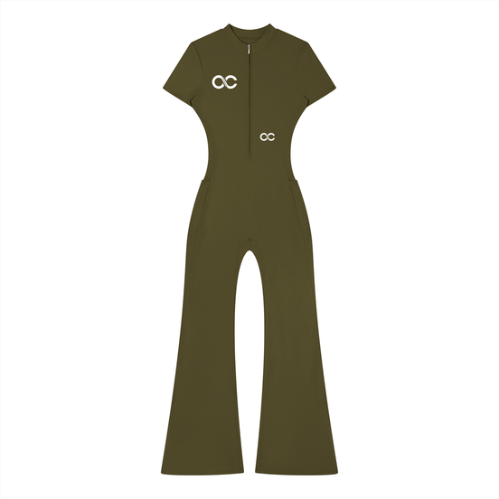 Women’s Tight Flared Leg Quarter-Zip Jumpsuit
