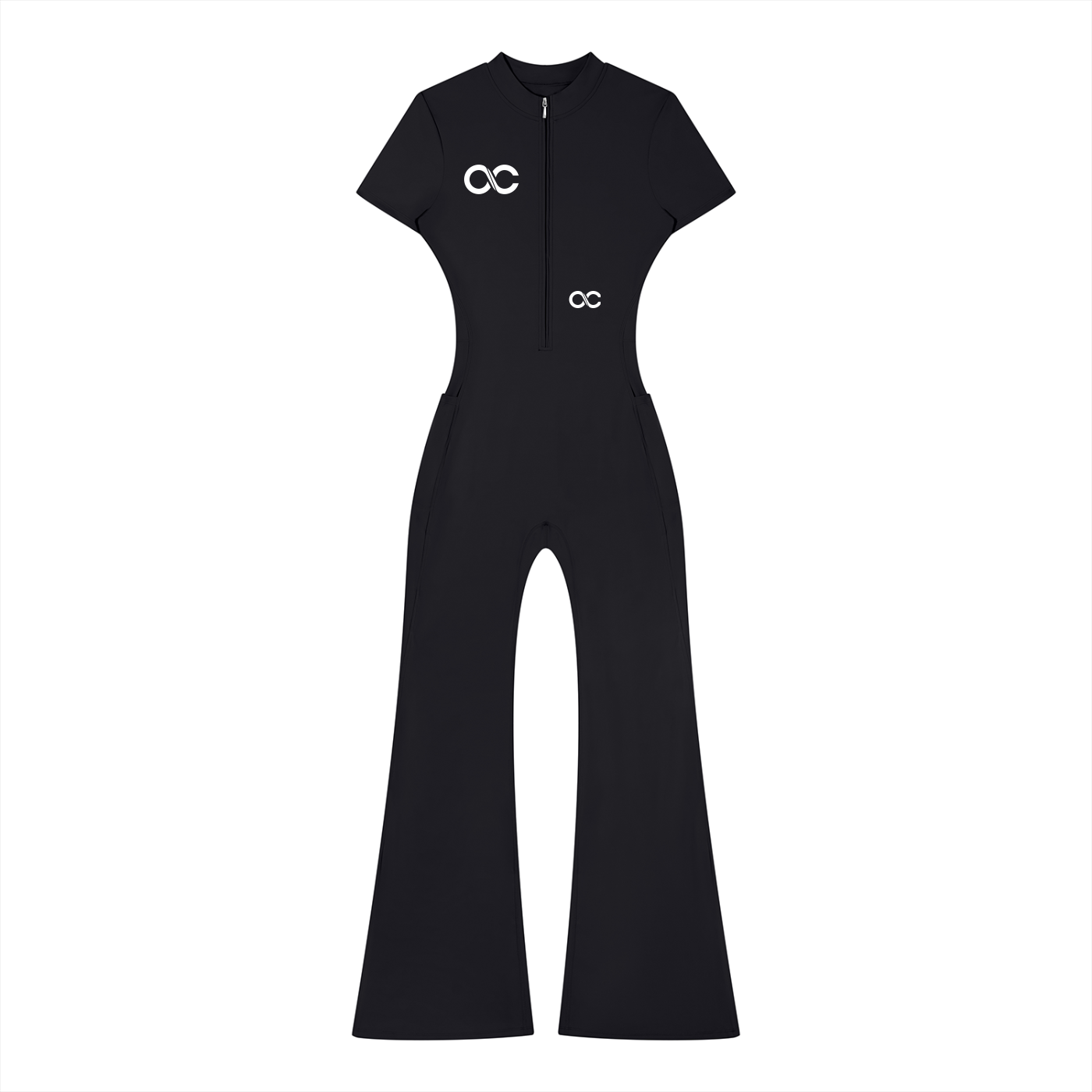 Women’s Tight Flared Leg Quarter-Zip Jumpsuit