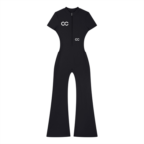 Women’s Tight Flared Leg Quarter-Zip Jumpsuit