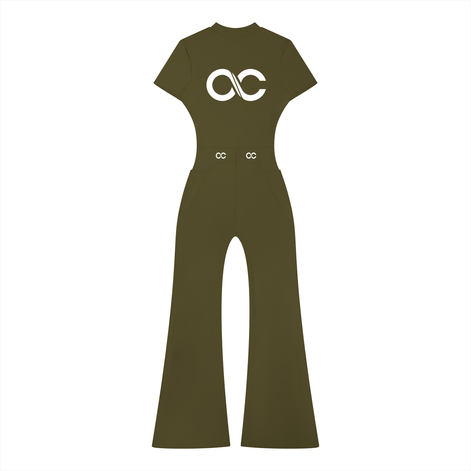 Women’s Tight Flared Leg Quarter-Zip Jumpsuit