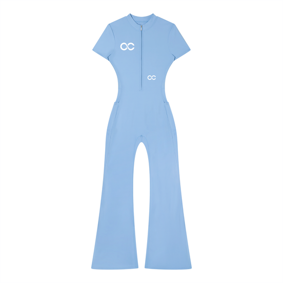 Women’s Tight Flared Leg Quarter-Zip Jumpsuit