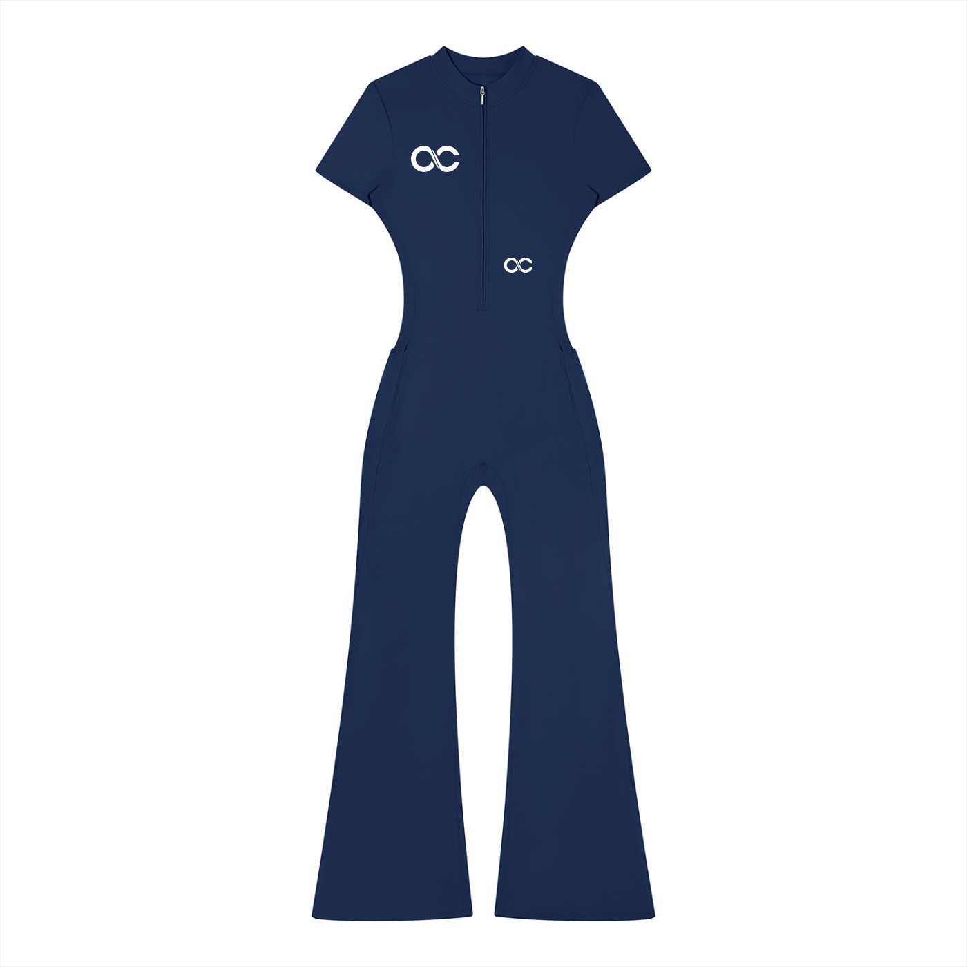 Women’s Tight Flared Leg Quarter-Zip Jumpsuit