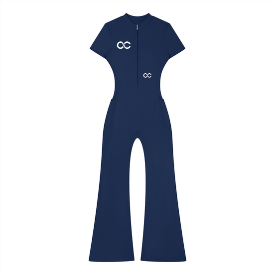 Women’s Tight Flared Leg Quarter-Zip Jumpsuit