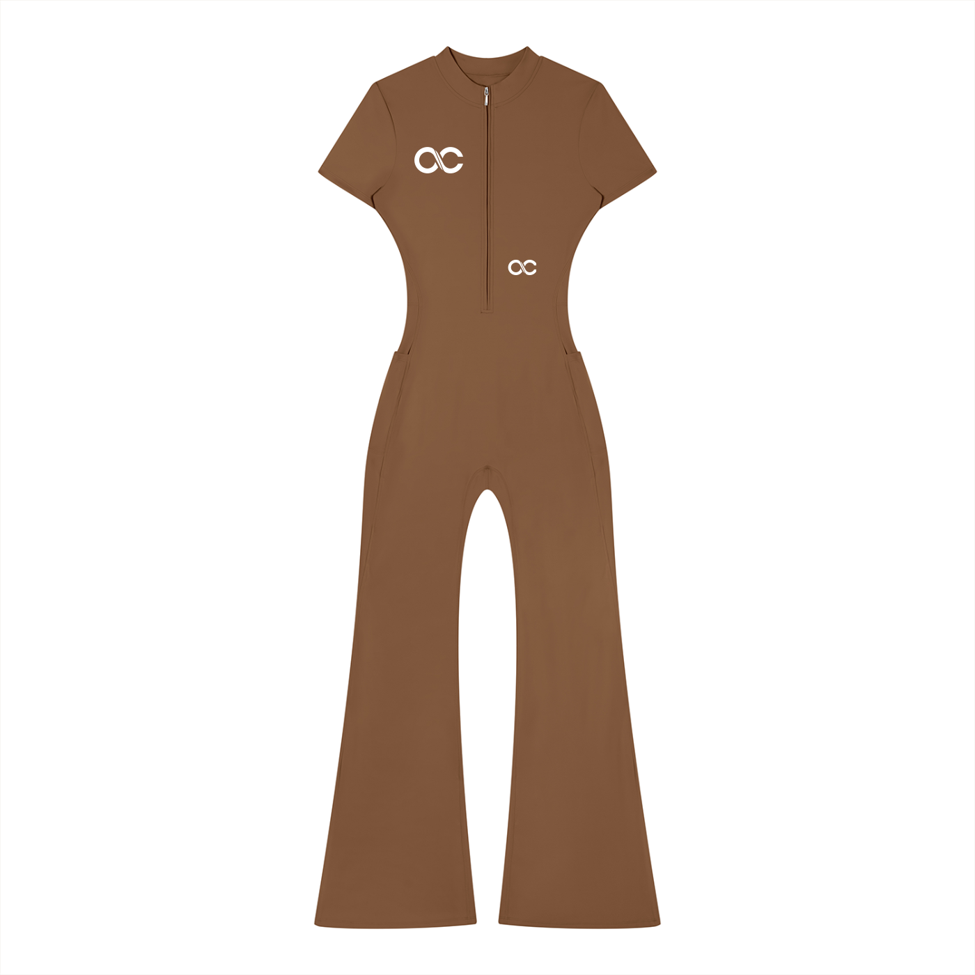 Women’s Tight Flared Leg Quarter-Zip Jumpsuit