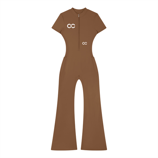 Women’s Tight Flared Leg Quarter-Zip Jumpsuit